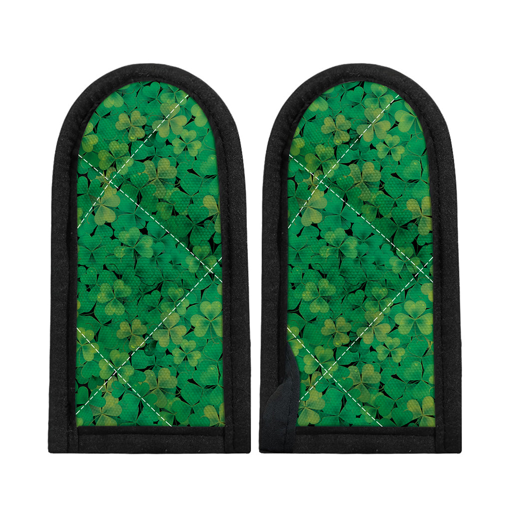 Green Shamrock Leaf Pattern Print Skillet Handle Cover