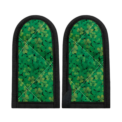 Green Shamrock Leaf Pattern Print Skillet Handle Cover