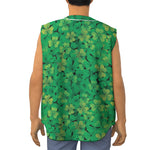 Green Shamrock Leaf Pattern Print Sleeveless Baseball Jersey