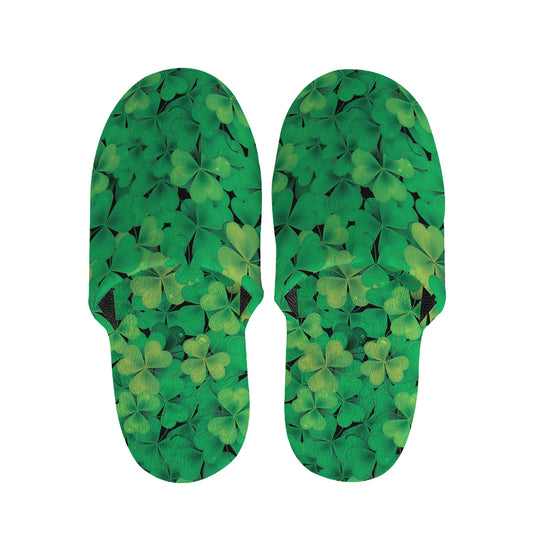 Green Shamrock Leaf Pattern Print Slippers