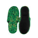 Green Shamrock Leaf Pattern Print Slippers