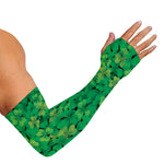 Green Shamrock Leaf Pattern Print Sun Protection Arm Sleeves