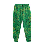 Green Shamrock Leaf Pattern Print Sweatpants