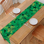 Green Shamrock Leaf Pattern Print Table Runner