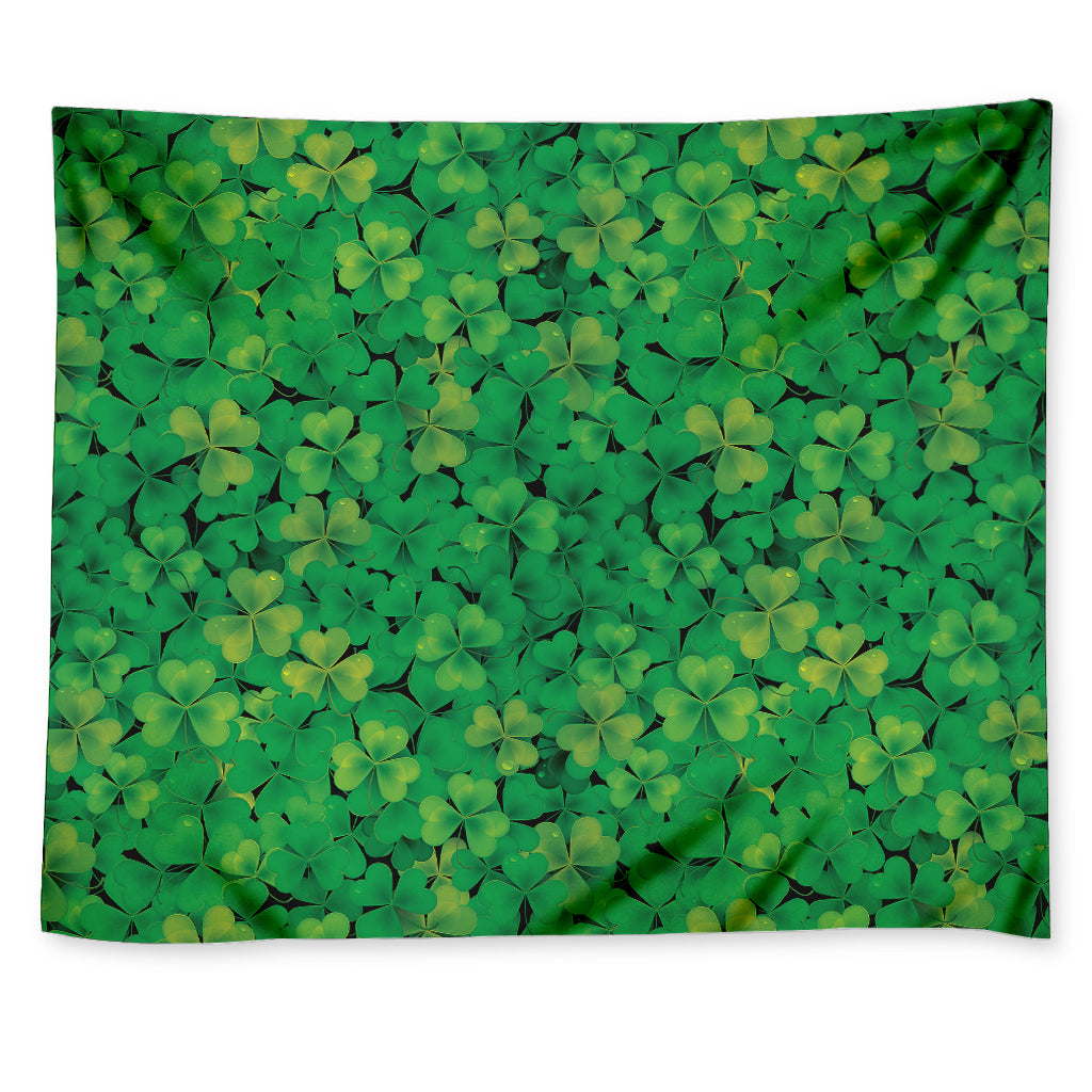 Green Shamrock Leaf Pattern Print Tapestry