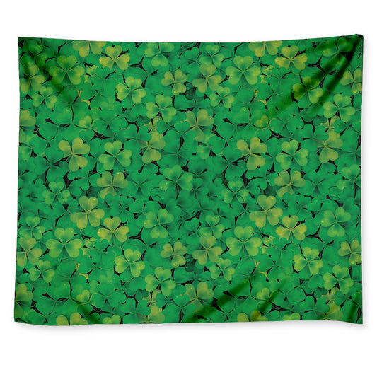 Green Shamrock Leaf Pattern Print Tapestry