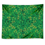 Green Shamrock Leaf Pattern Print Tapestry