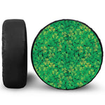 Green Shamrock Leaf Pattern Print Tire Cover