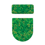 Green Shamrock Leaf Pattern Print Toilet Lid And Tank Cover Set