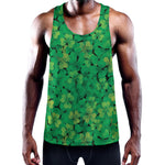 Green Shamrock Leaf Pattern Print Training Tank Top
