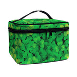 Green Shamrock Leaf Pattern Print Travel Makeup Bag