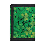 Green Shamrock Leaf Pattern Print Trifold Wallet