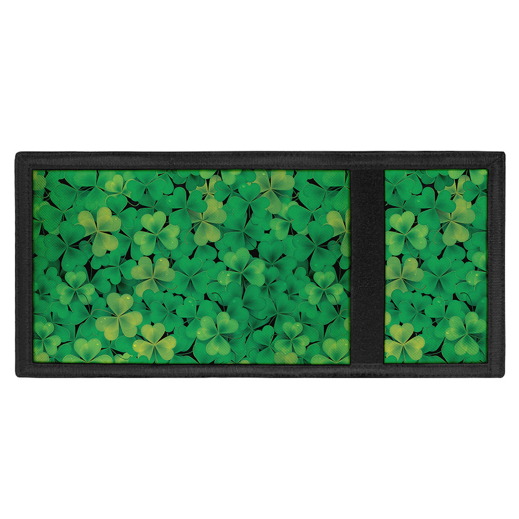 Green Shamrock Leaf Pattern Print Trifold Wallet