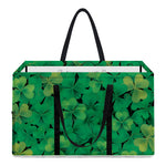 Green Shamrock Leaf Pattern Print Utility Tote Bag