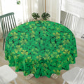 Green Shamrock Leaf Pattern Print Waterproof Round Tablecloth