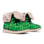 Green Shamrock Leaf Pattern Print Winter Boots