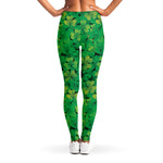 Green Shamrock Leaf Pattern Print Women's Leggings