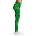Green Shamrock Leaf Pattern Print Women's Leggings
