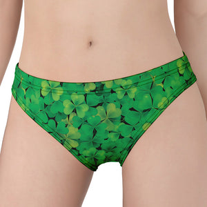 Green Shamrock Leaf Pattern Print Women's Panties