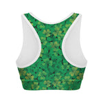 Green Shamrock Leaf Pattern Print Women's Sports Bra