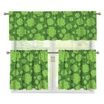 Green Shamrock Plaid Pattern Print 3 Piece Kitchen Curtains