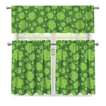 Green Shamrock Plaid Pattern Print 3 Piece Kitchen Curtains