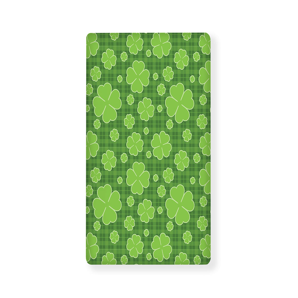 Green Shamrock Plaid Pattern Print Baby Crib Sheet