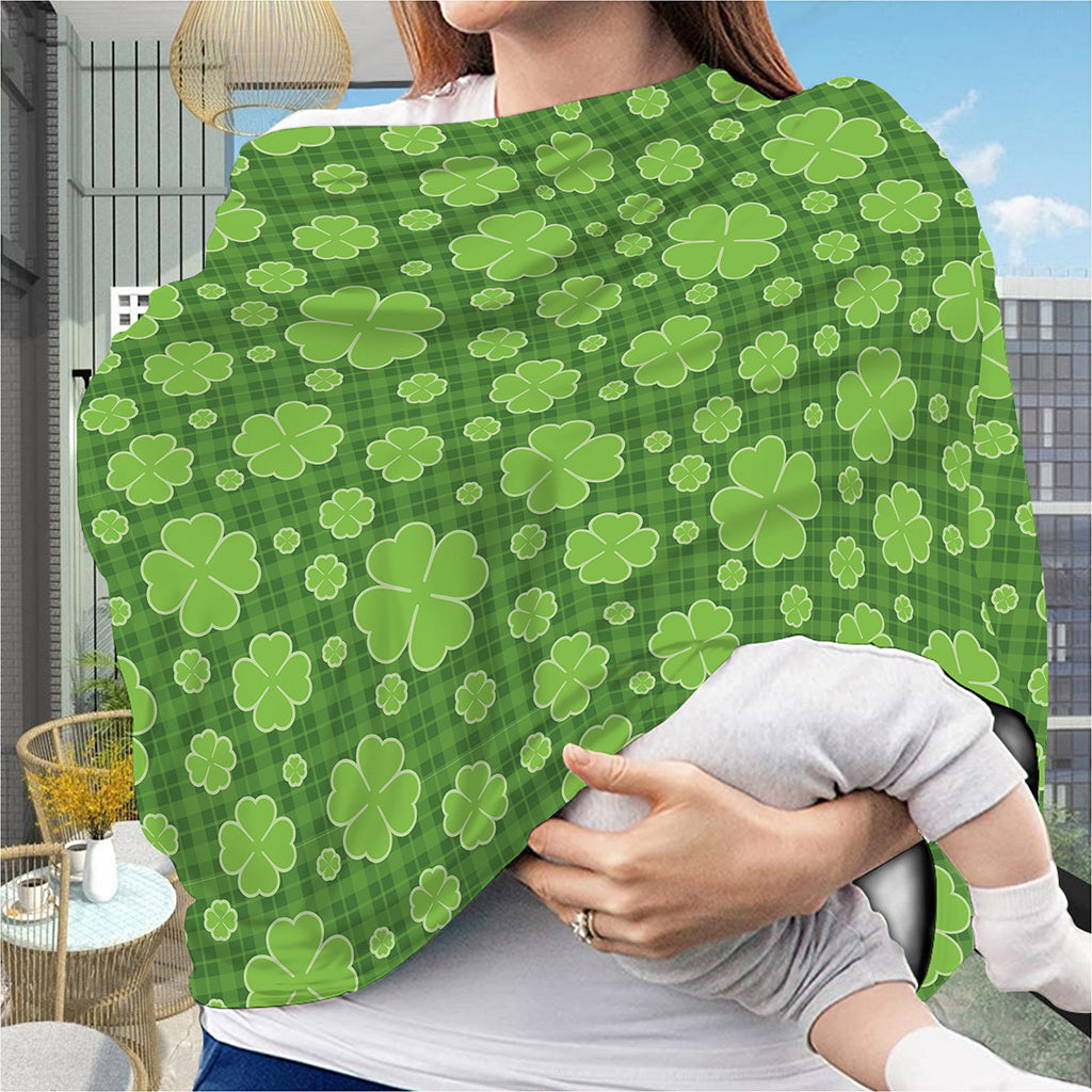Green Shamrock Plaid Pattern Print Baby Seat Cover