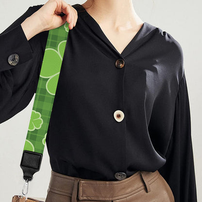 Green Shamrock Plaid Pattern Print Bag Strap