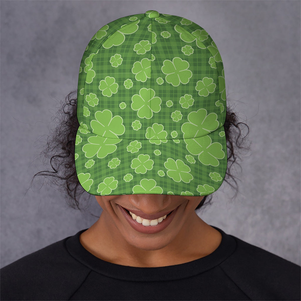 Green Shamrock Plaid Pattern Print Baseball Cap