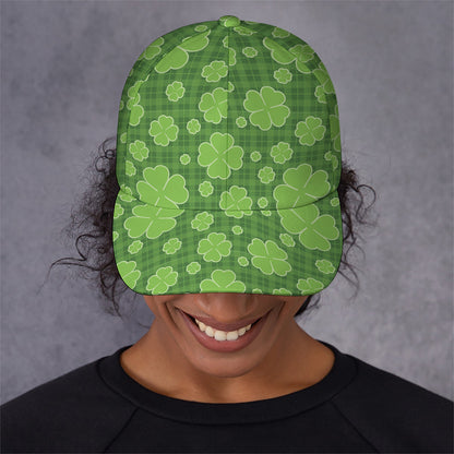 Green Shamrock Plaid Pattern Print Baseball Cap