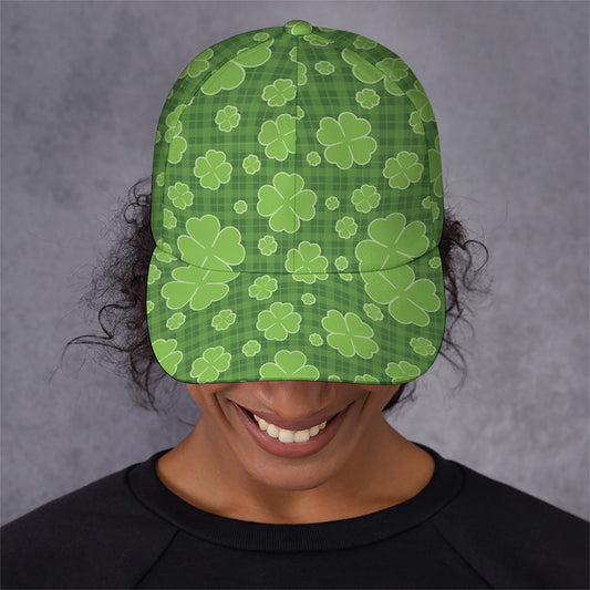 Green Shamrock Plaid Pattern Print Baseball Cap