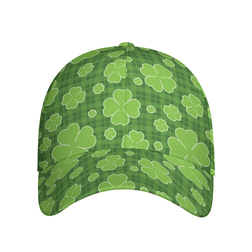 Green Shamrock Plaid Pattern Print Baseball Cap