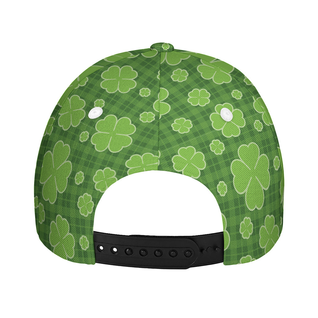 Green Shamrock Plaid Pattern Print Baseball Cap