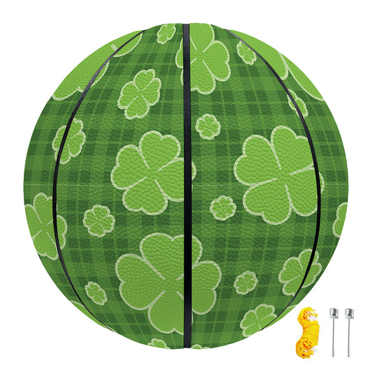 Green Shamrock Plaid Pattern Print Basketball