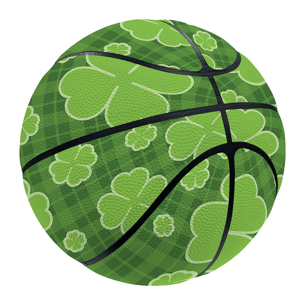 Green Shamrock Plaid Pattern Print Basketball