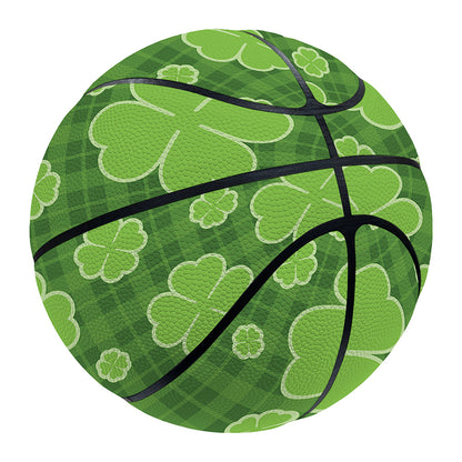 Green Shamrock Plaid Pattern Print Basketball