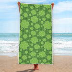 Green Shamrock Plaid Pattern Print Beach Towel