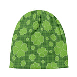 Green Shamrock Plaid Pattern Print Beanie