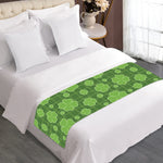 Green Shamrock Plaid Pattern Print Bed Runner