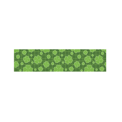 Green Shamrock Plaid Pattern Print Bed Runner