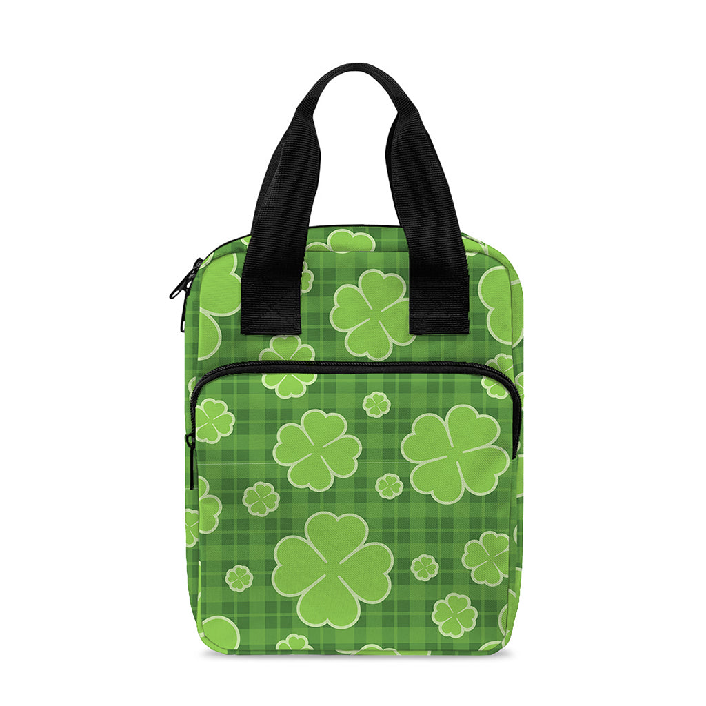 Green Shamrock Plaid Pattern Print Bible Tote Bag
