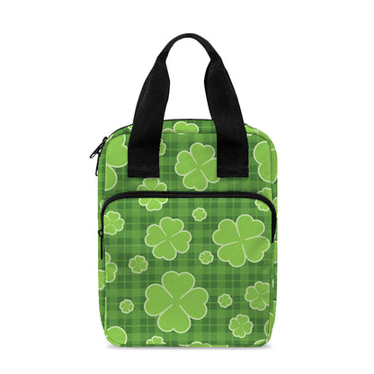 Green Shamrock Plaid Pattern Print Bible Tote Bag