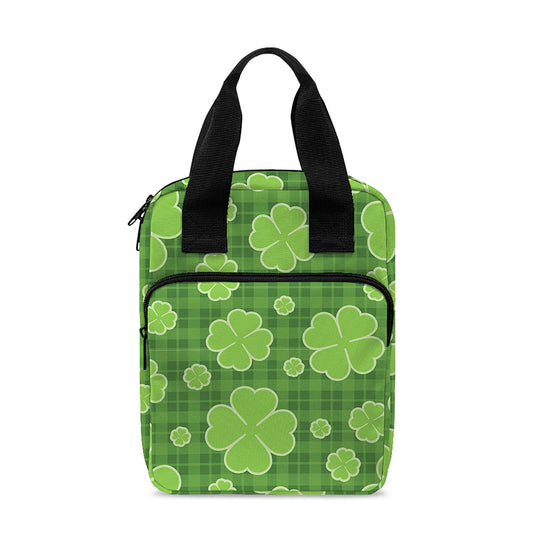 Green Shamrock Plaid Pattern Print Bible Tote Bag