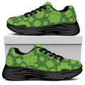 Green Shamrock Plaid Pattern Print Black Chunky Shoes