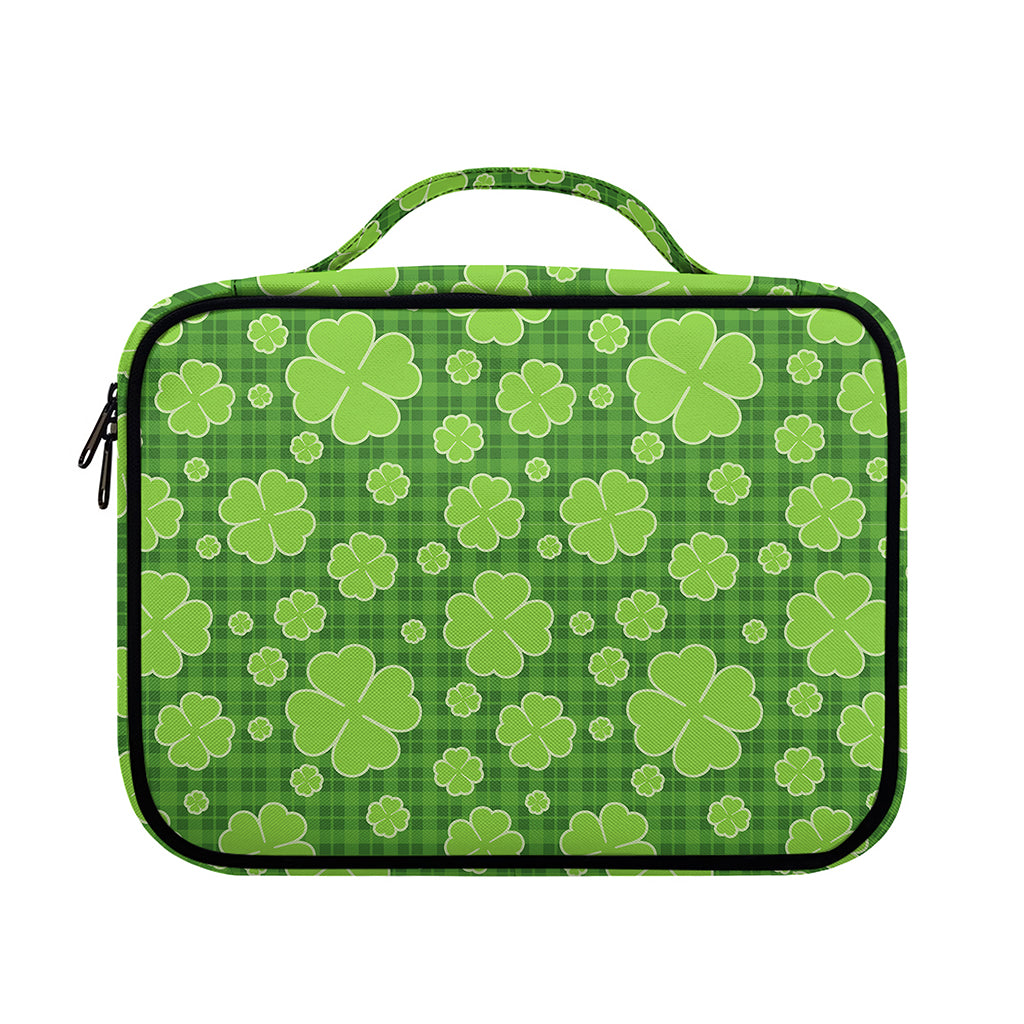 Green Shamrock Plaid Pattern Print Briefcase Bible Bag