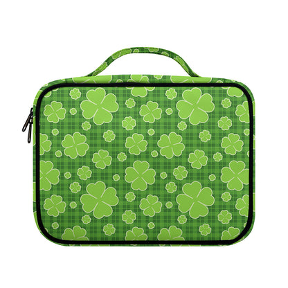 Green Shamrock Plaid Pattern Print Briefcase Bible Bag