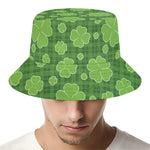 Green Shamrock Plaid Pattern Print Bucket Hat