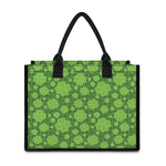 Green Shamrock Plaid Pattern Print Canvas Tote Bag