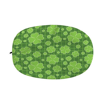 Green Shamrock Plaid Pattern Print Car Side Mirror Covers